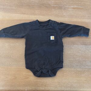 Carhartt Black Long-Sleeve Infant Onesie with Pocket Logo